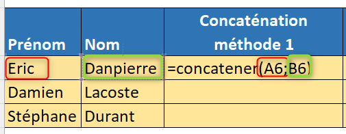 formule concaténer